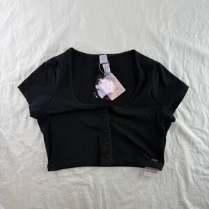 NWTs Savage X Fenty Button Up Crop Top Women's Sz M